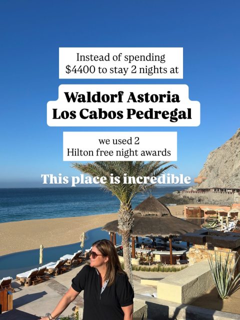 Comment CABO

I’ll send you info on getting HUGE value from your Hilton free night awards

And which cards give us $50 quarterly Hilton credits - which we stacked and basically wiped out 75% of our on property food costs

FAQ
- we stayed 2 nights here then 2 nights at Park Hyatt Cabo - that was they perfect amount of time for split stay for us

- the BEST tacos ever? @motherflowercabo 

What’s your fav resort to use Hilton free night awards at?

@wapedregal 
#waldorfastorialoscabospedregal