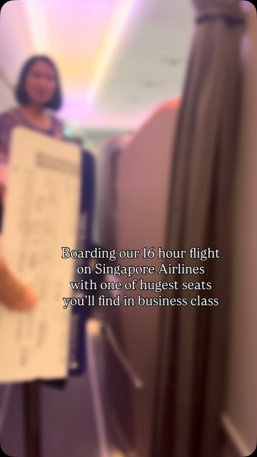 One of the world’s longest flights in one of the biggest business class seats out there 🥳

My family and I flew 16 hours from Seattle to Singapore on this gorgeous bird!✈️

👌 Each of our tickets was $5.60 plus 107K miles (one way).
And it was worth every mile.

🏆The service is unbelievable. 
With 2 full 3 course meals served, plus anytime snacks plus I don’t think I’ll get over how comfortable this seat is anytime soon!

✈️ Hi! I’m Michele 👋

I teach families how to turn everyday spending into incredible travel using points and miles. 💳✨

My family flies business class 🥂, stays at luxury hotels and resorts 🏨, and takes amazing trips around the world using points.

If you’ve ever wondered how families travel like this without paying full price, you’re in the right place. ❤️

Follow along and I’ll show you how to do it, too. ✈️🌎

#singaporeairlines #luxuryfamilytravel #travelforless