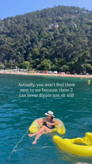 I’ll just be over here on my peaceful float with some champs…

Who can relate? 😅🤦🏻‍♀️

A few summers ago we had the most epic Europe beach vacation - completely made possible by points…

Flying to Europe via Air France
Staying at the Hyatt Regency Nice

And even a gorgeous French Riviera boat day - 
Filled with epic stunt fight after stunt fight 😂

I know you moms see me 👀😜